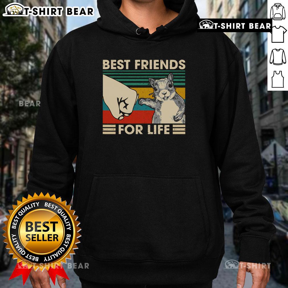 Top Retro Vintage Squirrel Best Friend For Life Fist Bump Hoodie featuring a playful squirrel design.
