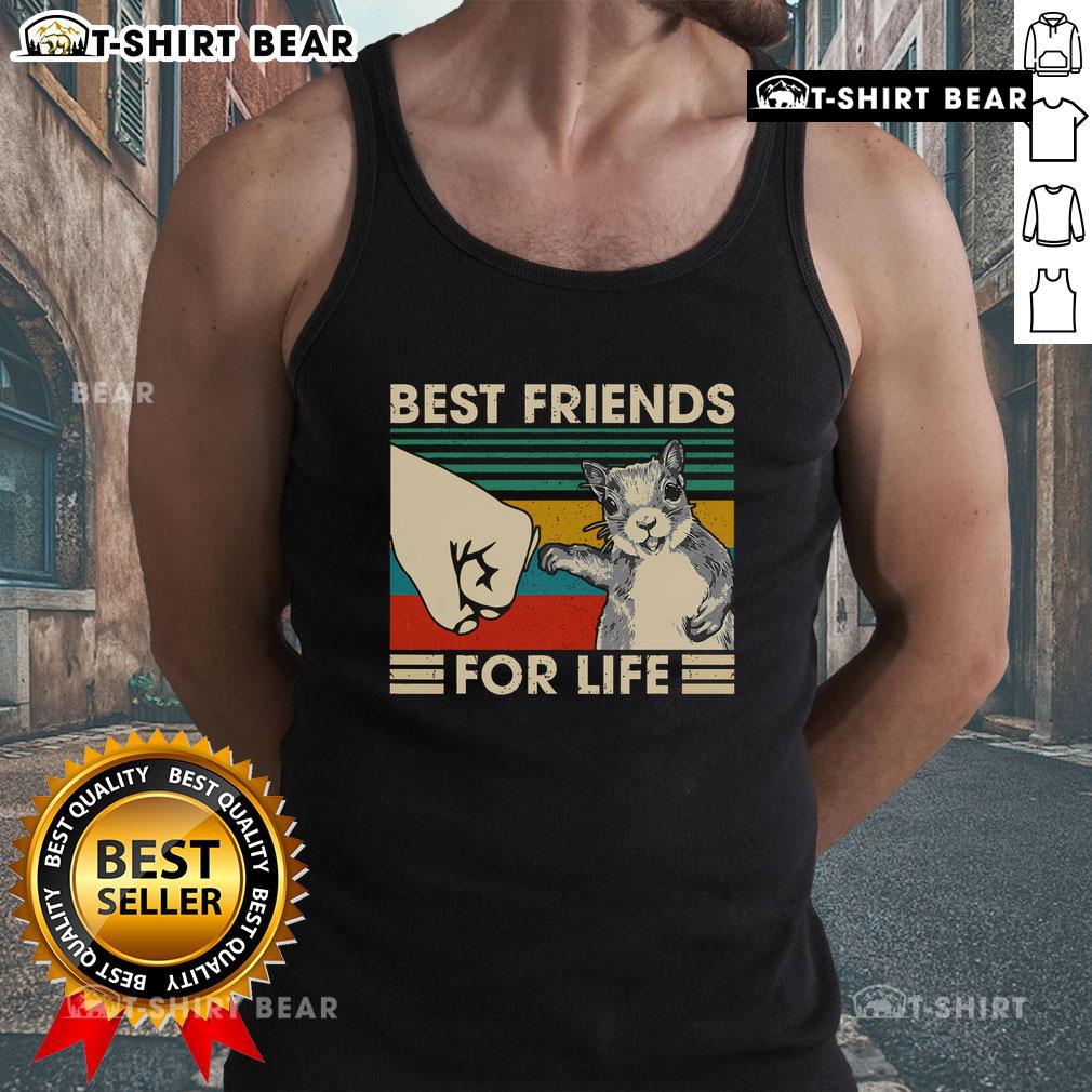 Top retro vintage squirrel fist bump tank top design, perfect for celebrating best friends for life in a fun, playful style.