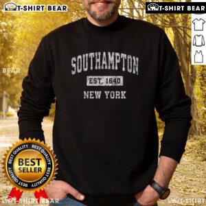 Vintage Southampton NY sport sweatshirt showcasing classic style and established design for nostalgic fashion lovers.