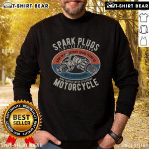 Vintage motorcycle sweatshirt featuring top spark plugs design for bikers, perfect for stylish riders and enthusiasts.