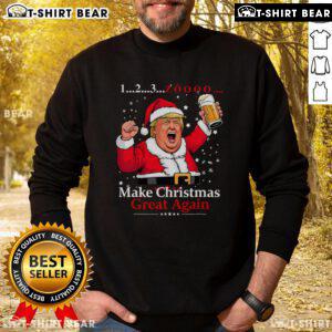 Funny Trump sweatshirt for Vietnamese Christmas party, featuring beer-themed design and festive colors. Perfect for holiday cheer!