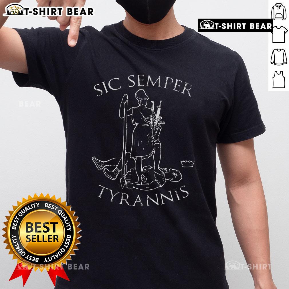 Top Virginia Sic Semper Tyrannis T-Shirt featuring bold graphic design and comfortable fit, perfect for patriotic apparel.