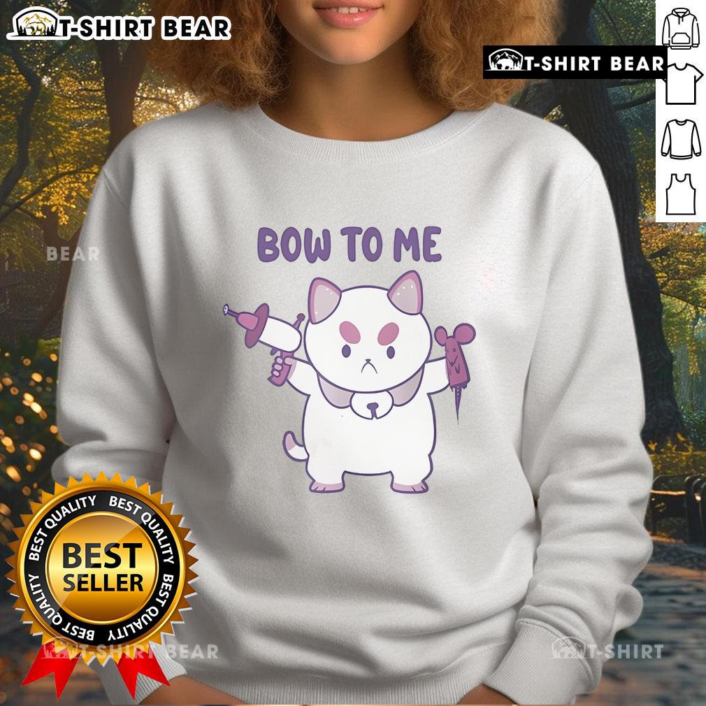 Funny Bee and Puppycat Bow to Me sweatshirt featuring colorful graphics of Bee and Puppycat in a playful design.