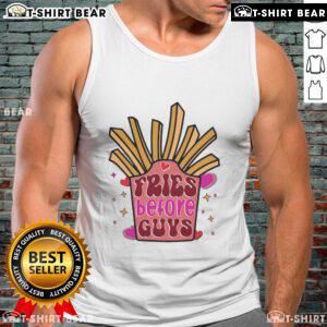 Funny Fries Before Guys tank top featuring cute potato graphics, perfect for Valentine's Day celebrations.