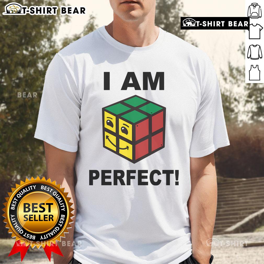 Funny I Am Perfect Rubik's Cube Retro T-Shirt featuring a colorful cube design, perfect for puzzle enthusiasts and casual wear.