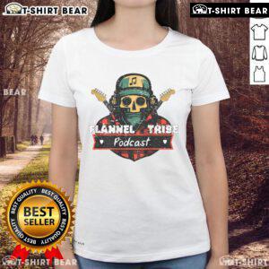 Good Flannel Tribe Podcast Skeleton Ladies Tee featuring a stylish skeleton design perfect for podcast fans.