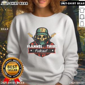 Good Flannel Tribe Podcast Skeleton Sweatshirt featuring a stylish skeleton graphic, perfect for cozy podcast listening.