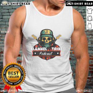 Good Flannel Tribe Podcast Skeleton Tank Top featuring a stylish skeleton design, perfect for podcast fans and casual wear.