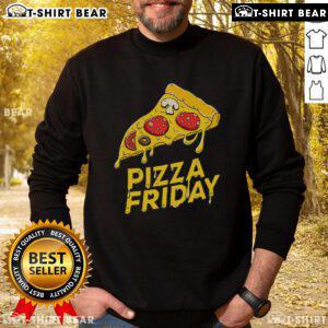 Cozy 'Good Pizza Friday' sweatshirt for pizza lovers, featuring a fun design perfect for casual outings and pizza celebrations.
