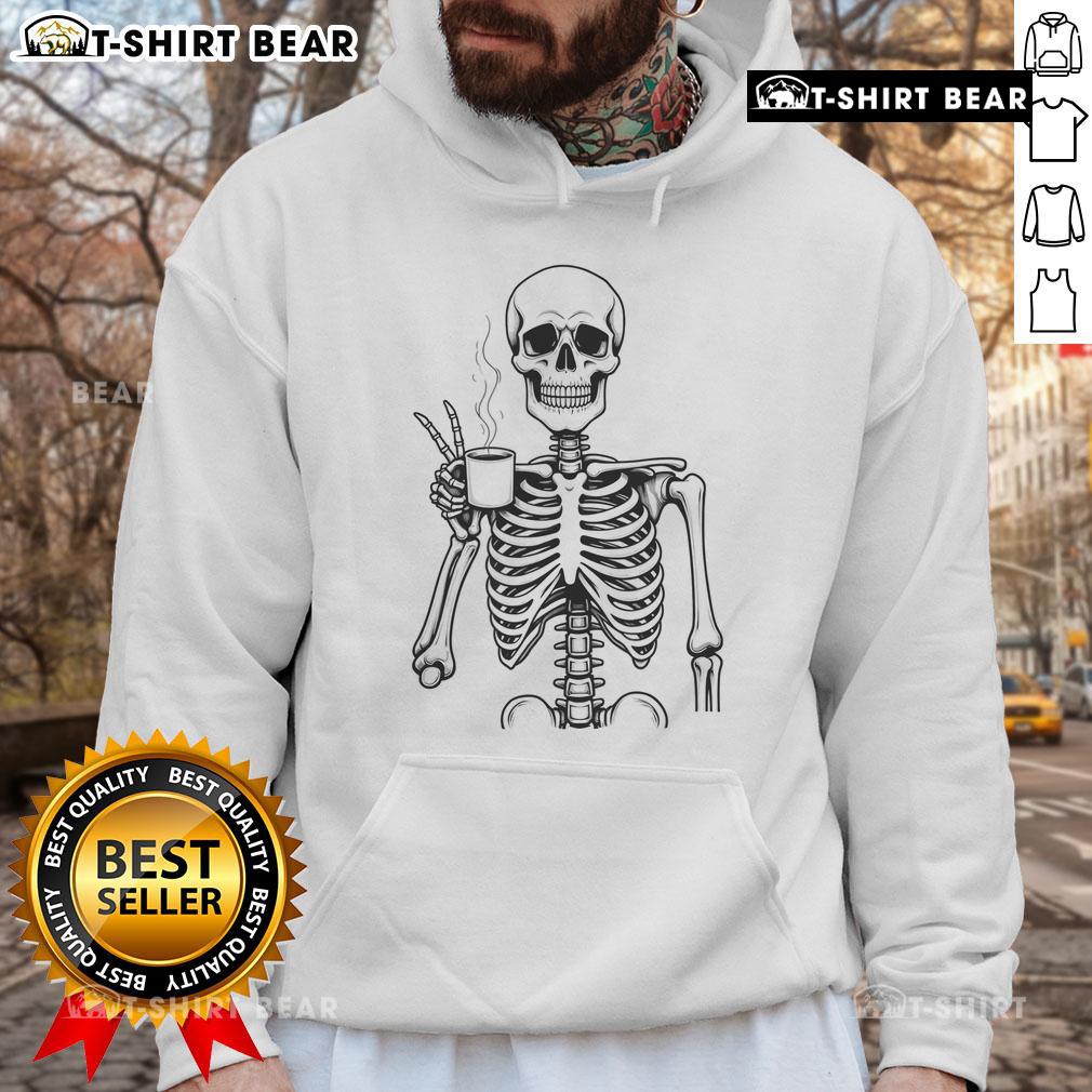 Good Skeleton Coffee Lover Hoodie featuring a playful skeleton design, perfect for coffee enthusiasts and Halloween fans.