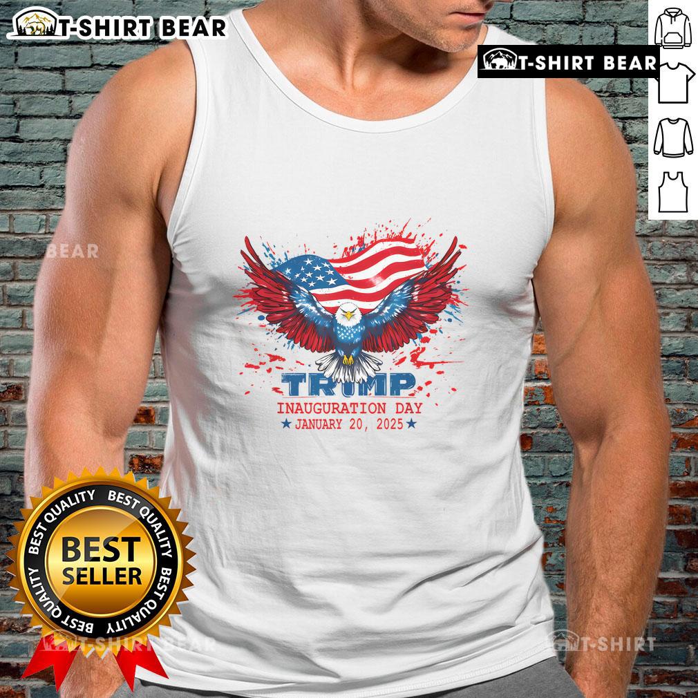 Alt Text: Donald Trump wearing a tank top on Inauguration Day, January 20th, showcasing a bold 'Hot 47th President' design.