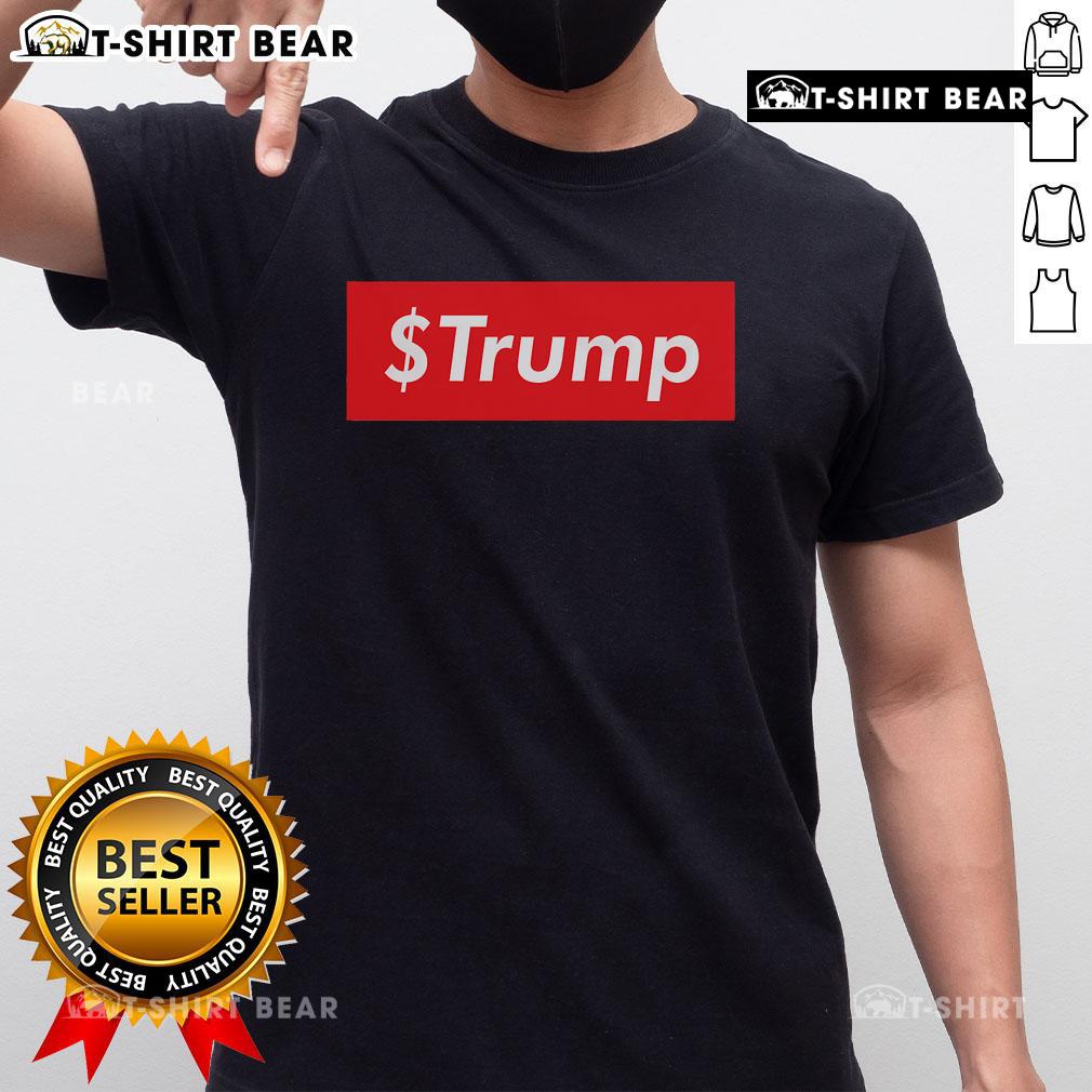 Hot $Trump Coin meme cryptocurrency t-shirt featuring a bold graphic design celebrating crypto culture and Trump supporters.