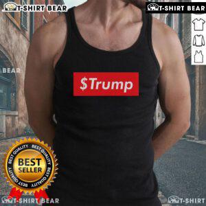 Hot Trump Coin meme on a trendy cryptocurrency tank top, showcasing a unique blend of politics and crypto fashion.