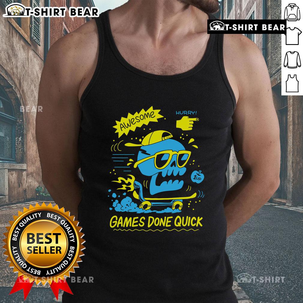 Stylish Nice GDQ Hurry Skater Skull Tank Top featuring a bold skull graphic, perfect for skate enthusiasts.