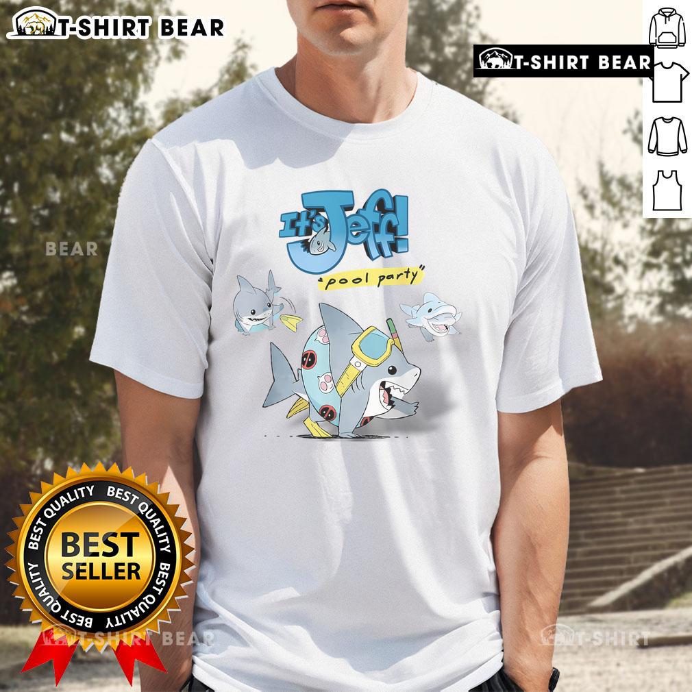 Funny Sharks Pool T-Shirt featuring 'Nice It'S Jeff Shark Vibes' design, perfect for summer and beach lovers.