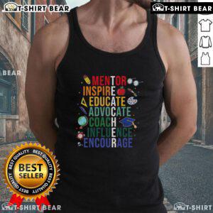 Back to school tank top featuring 'Nice Mentor Inspire Educate' design, perfect for inspired teachers and educators.