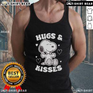 Cute Nice Peanuts Snoopy Valentine's Day Hugs and Kisses tank top featuring Snoopy and heart designs.