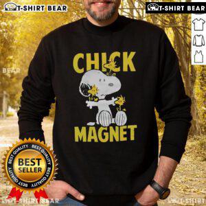 Nice Snoopy and Woodstock Chick Magnet sweatshirt featuring a fun graphic design, perfect for casual wear.