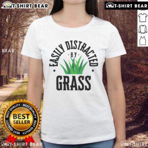 Official Easily Distracted By Grass Ladies Tee featuring playful design and comfortable fit for casual outings.