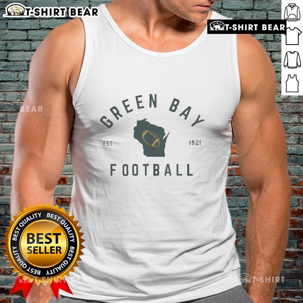 Official Green Bay Est 1921 Wisconsin football tank top featuring vibrant team colors and logo, perfect for fans.
