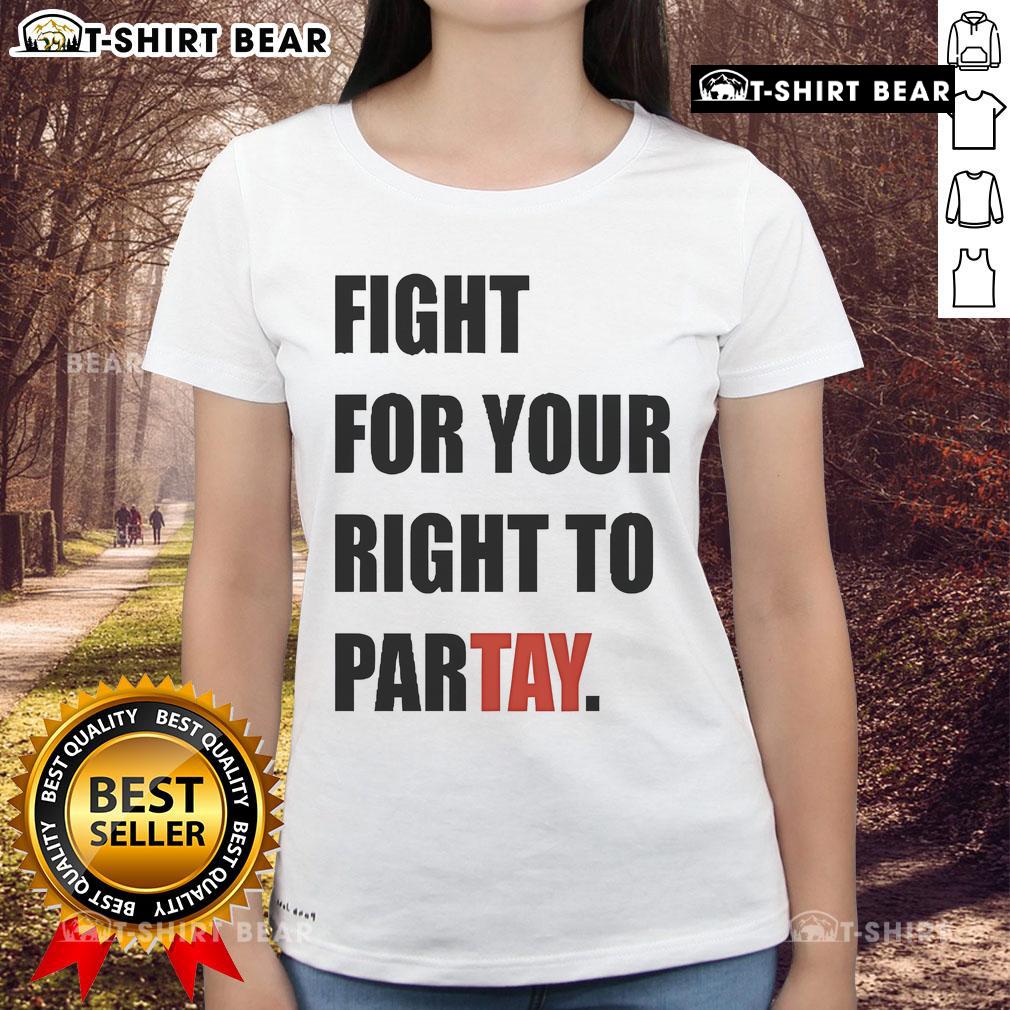 Alt Text: Official Jojo in KC Fight for Your Right to Partay Ladies Tee featuring vibrant design and stylish fit.
