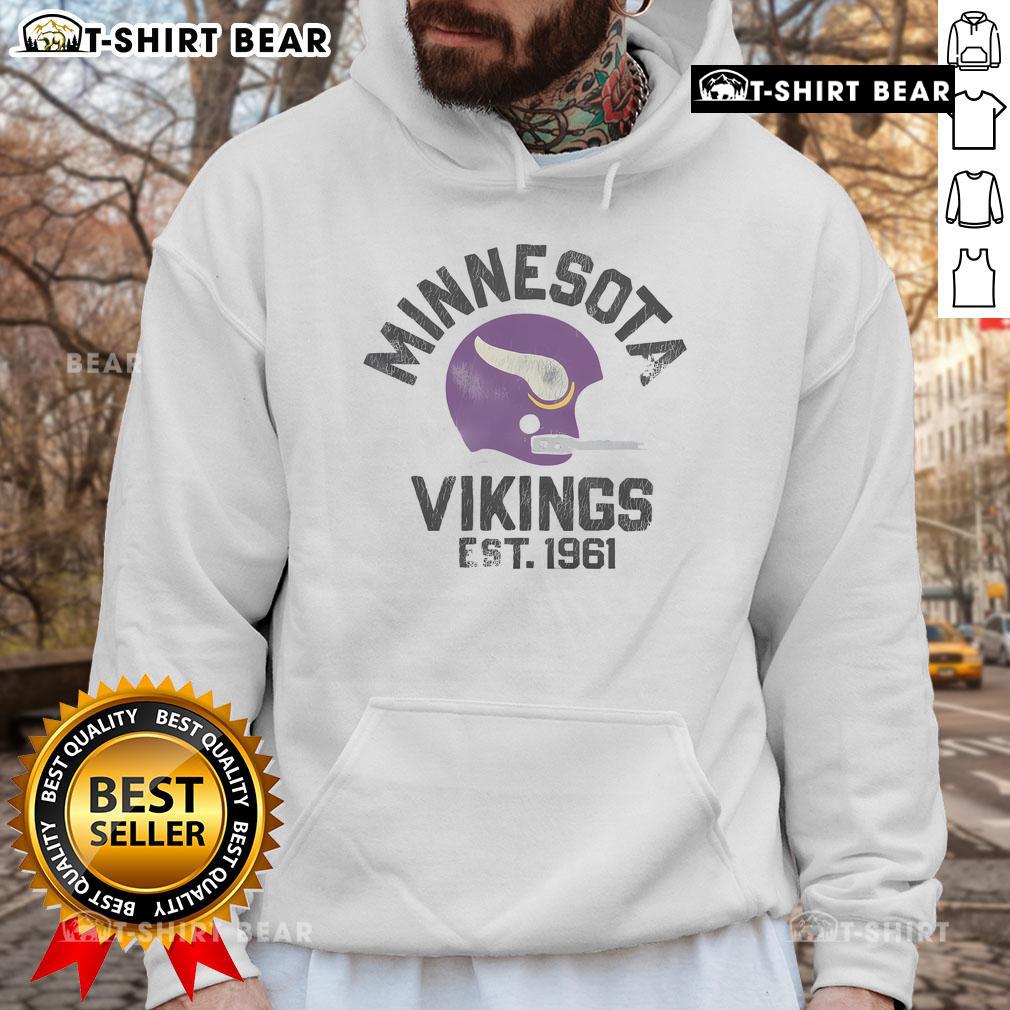 Official Minnesota Vikings Est 1961 Hoodie featuring team colors and logo, perfect for fans supporting the Vikings.