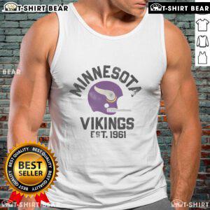 Official Minnesota Vikings Est 1961 tank top featuring team colors and logo, perfect for fans and casual wear.