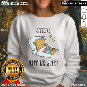 Official Sleeping Capybara Napping Shirt Sweatshirt featuring a cute capybara design, perfect for cozy lounging.
