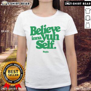 Original Janice Repja Believe Inna Yuh Self Ladies Tee featuring vibrant design and empowering message for women.
