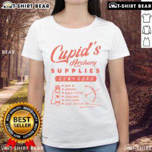 Pretty Cupid's Archery Supplies 214 Heart XOXO Ladies Tee featuring a stylish design perfect for archery lovers.