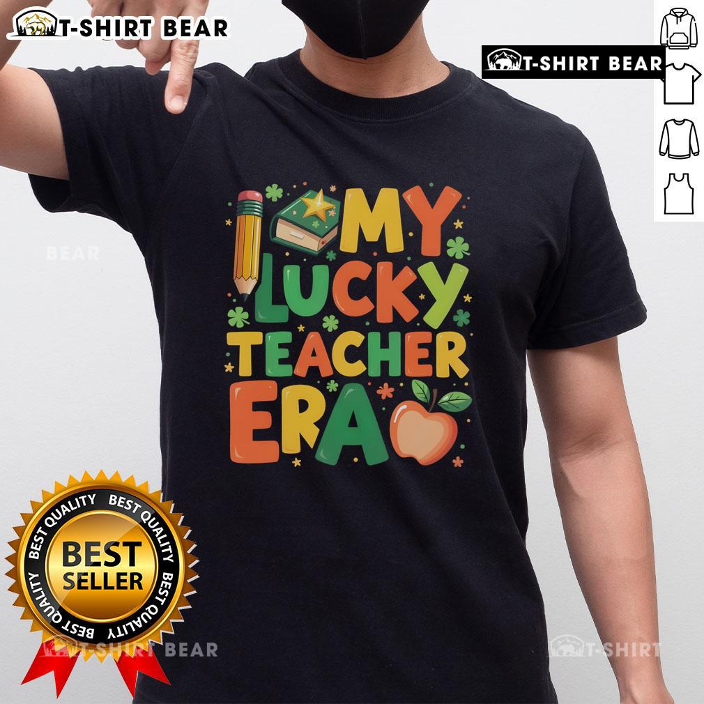 Alt Text: Pretty In My Lucky Teacher Era Retro St Patrick's Day T-Shirt featuring vibrant green design and festive graphics.