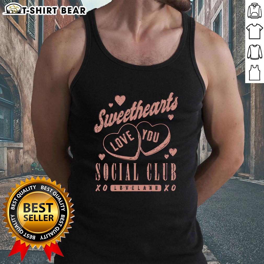 Pretty Sweethearts Social Club Love Land XOXO tank top in colors, perfect for casual, romantic outings.