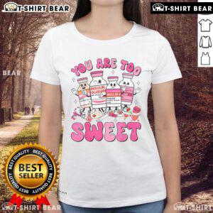 Valentine's tee for nurses featuring 'Pretty You Are Too Sweet' design, perfect for diabetes and ICU professionals.