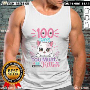 Top 100 Days of School tank top featuring a playful kitten design, perfect for celebrating the 100th day in style.