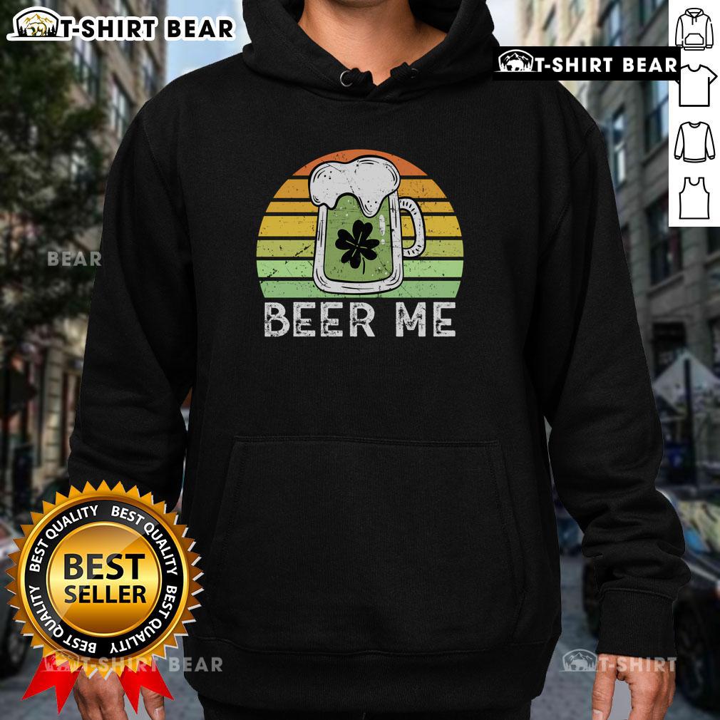 Vintage green 'Top Beer Me' hoodie for Saint Patrick's Day, featuring a retro design perfect for festive celebrations.