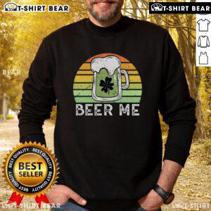 Vintage green sweatshirt for Saint Patrick's Day featuring 'Top Beer Me' design, perfect for festive celebrations.