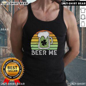 Vintage green Saint Patrick's Day tank top featuring 'Top Beer Me' design, perfect for festive celebrations.