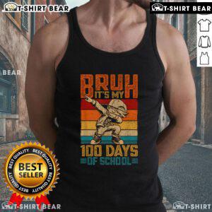 Boy wearing a '100 Days of School' tank top, celebrating the 100th day of school with fun and festive style.