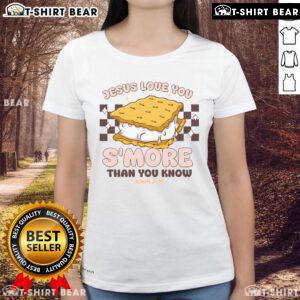 Top Camping S'more Jesus Loves You John Christian Ladies Tee with a fun graphic for outdoor enthusiasts and faith lovers.