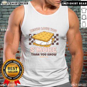 Top Camping S'more Jesus Loves You John Christian Tank Top featuring a fun design for outdoor enthusiasts and faith lovers.