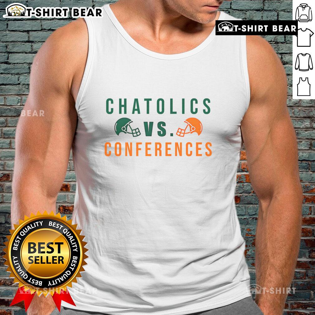Stylish tank top featuring 'Top Catholics Vs Conferences' design, perfect for casual wear and expressing faith.