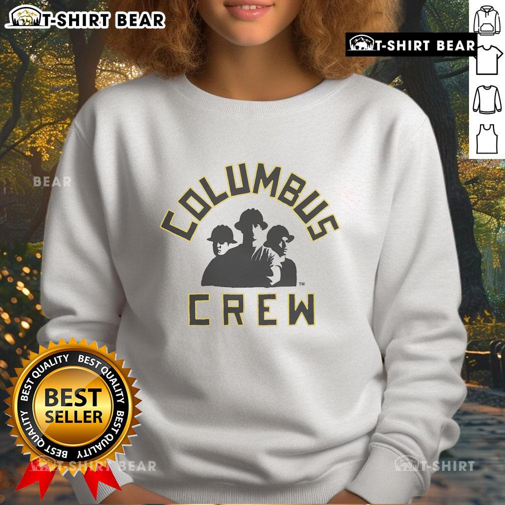 Top Columbus Crew Hardest Working Team sweatshirt displayed on a hanger, showcasing team pride and comfortable style.