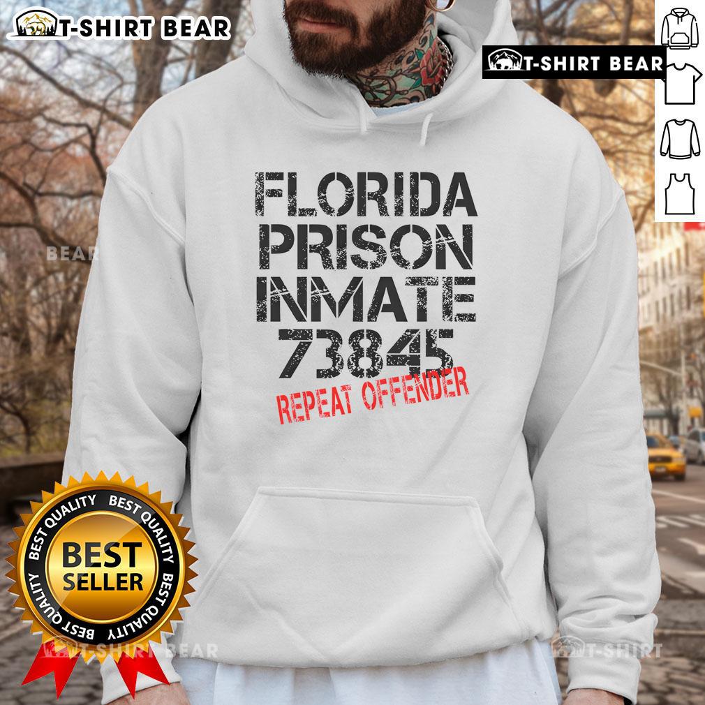 Top Florida prison inmate 73845 wearing a prisoner hoodie, highlighting the life of a repeat offender in correctional facility.