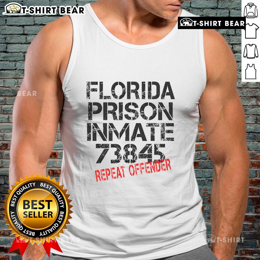 Alt Text: Top Florida prison inmate 73845 wearing a tank top, showcasing a repeat offender's lifestyle behind bars.