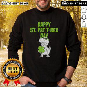 Happy St. Patrick's Day T-Rex sweatshirt featuring a playful dinosaur design for festive celebrations.