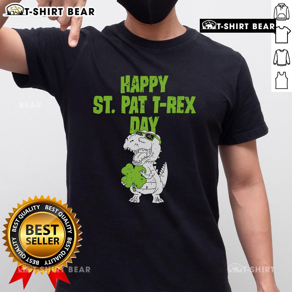 Top Happy St Pat T-Rex Day Dino St Patrick's Day T-Shirt featuring a cheerful dinosaur in festive green attire.