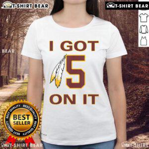 Native American ladies tee featuring 'Got 5 On It' design, perfect for casual wear and cultural celebration.