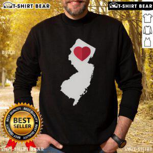 Cute 'I Love New Jersey' sweatshirt showcasing state pride in NJ, perfect for fans of New Jersey apparel.