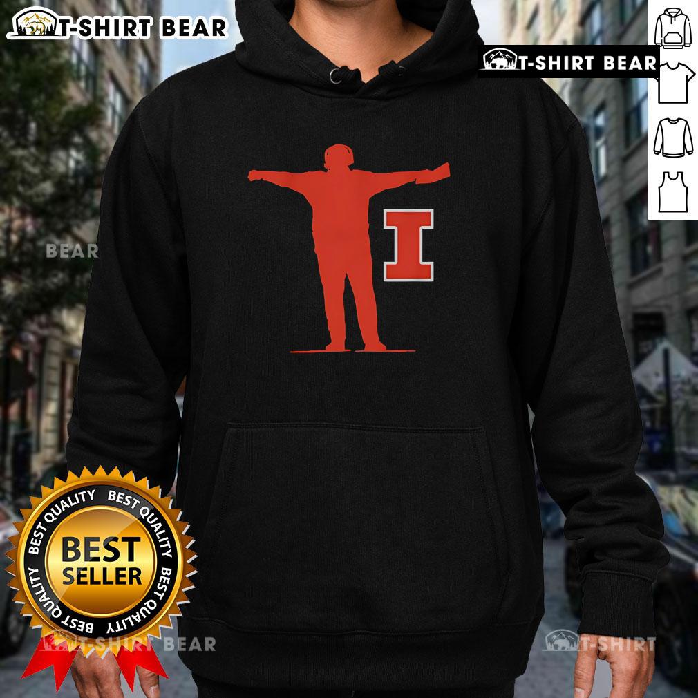 Alt Text: Stylish hoodie featuring 'Top Illinois Football Coach' sign, perfect for fans and supporters of Illinois football.