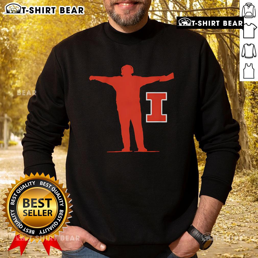 Top Illinois football coach sign sweatshirt featuring team colors and logo, perfect for fans and supporters.